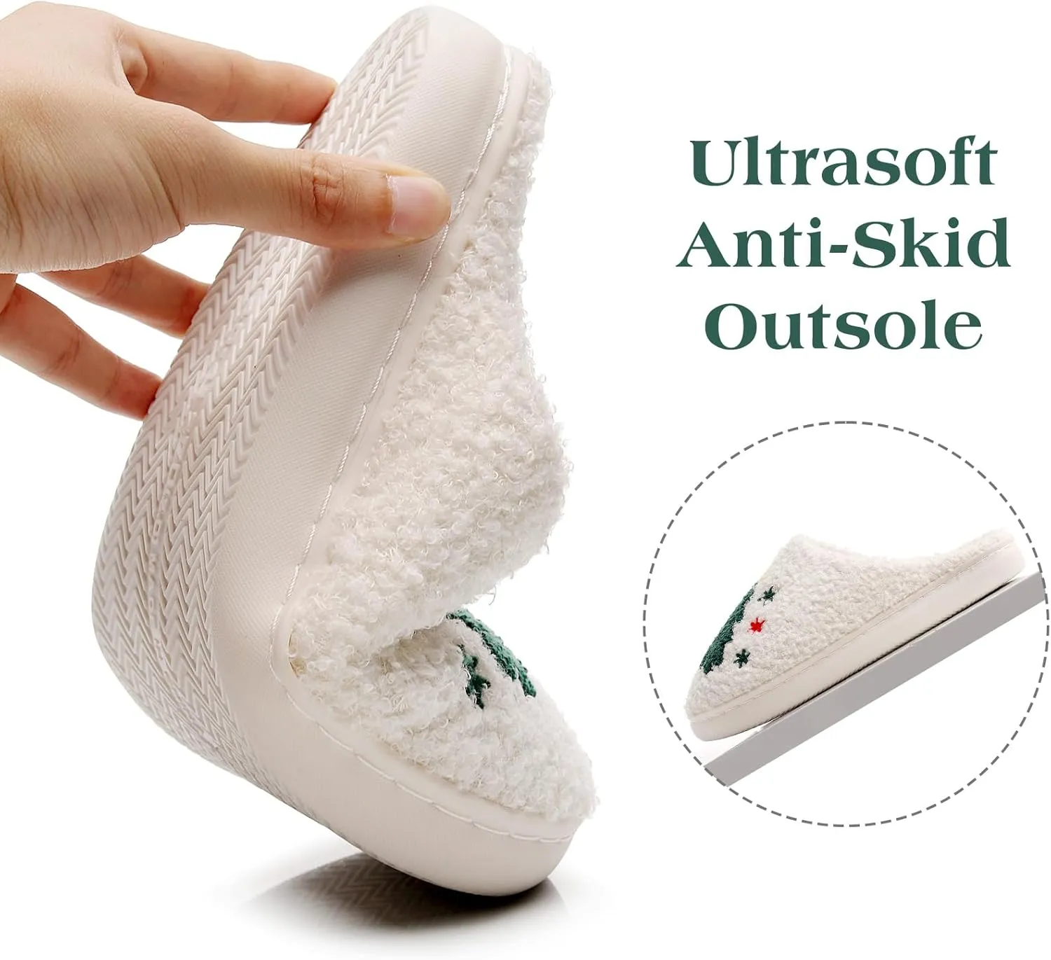 Menore Christmas Reindeer Slippers for Womens Mens Plush Warm Santa Claus Slippers Fuzzy House Slippers Christmas Gifts For Girls Women Girlfriend