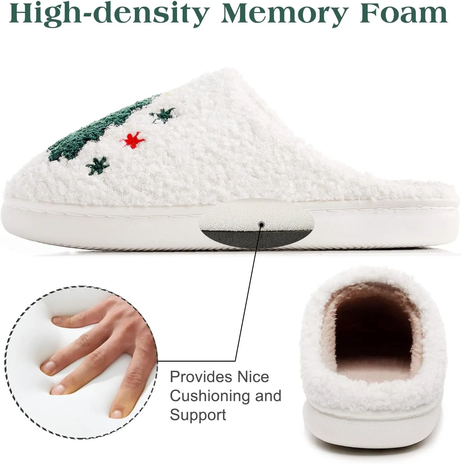 Menore Christmas Reindeer Slippers for Womens Mens Plush Warm Santa Claus Slippers Fuzzy House Slippers Christmas Gifts For Girls Women Girlfriend