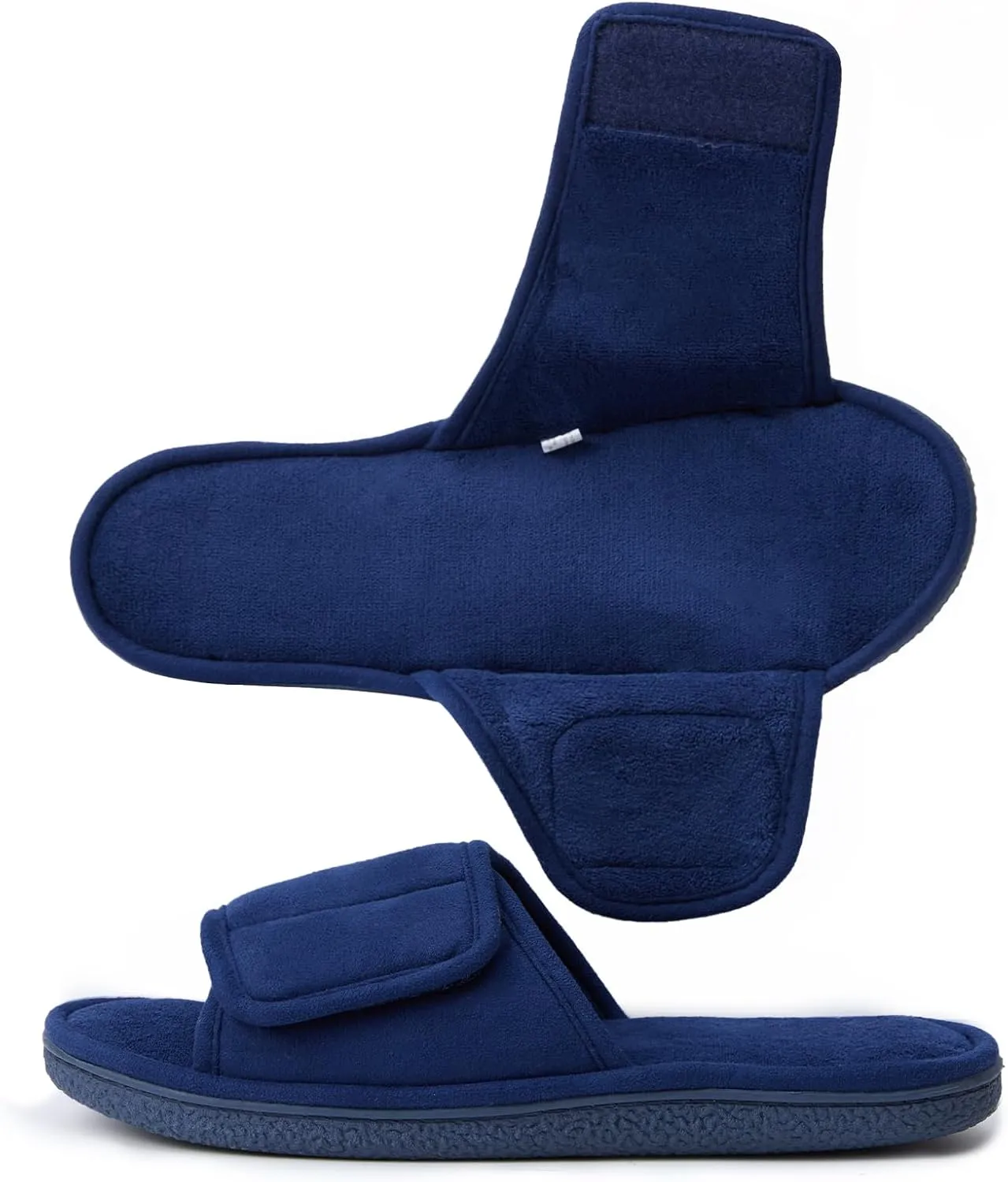 Men's Adjustable Open Toe Slippers Memory Foam Slip on Breathable House Slipper Cozy House Shoes, Comfort Anti-Skid Sole Classy Indoor Outdoor Slide Suit for All Season Wear