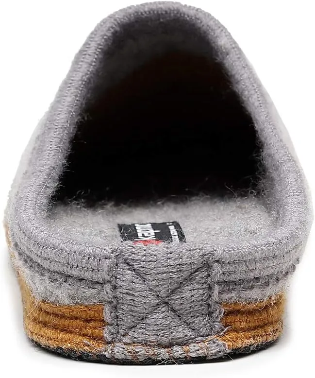 Men's Boiled Wool House Slippers Breathable Winter Warm Slip on Mules Indoor/Outdoor Slipper for Women Two Tone Cap Toe Clog