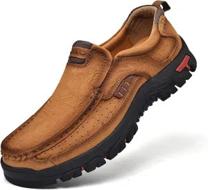 Men's Casual Sports Walking Shoes Cowhide Waterproof Outdoor Casual Shoes Breathable Leather Lightweight Loafers Classic Men's Casual Leather Shoes