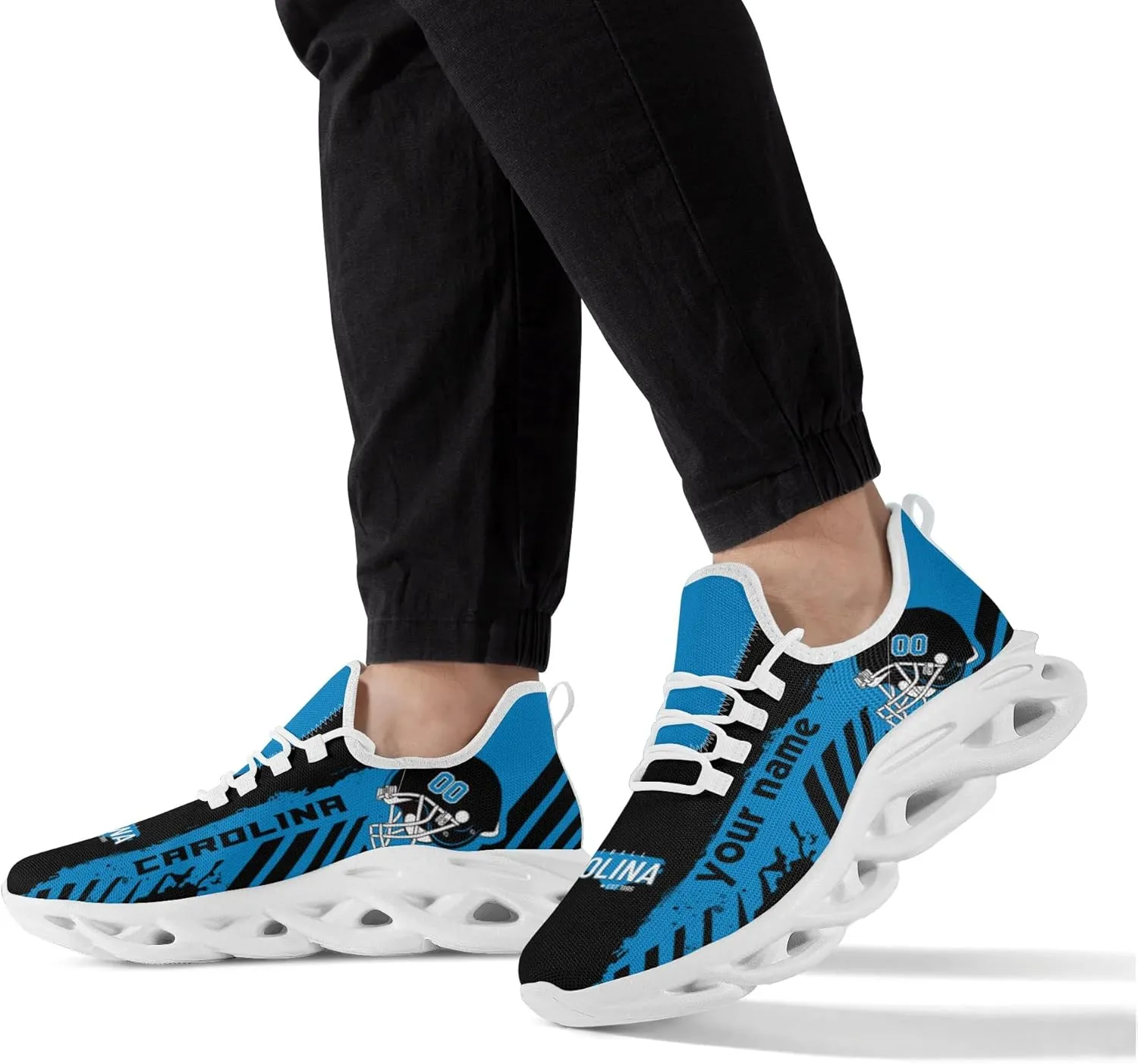 Men's Custom Football Flex Control Sneakers Personalized Breathable Fan Gift Name Number Workout Athletic Gym Slip-on Shoes