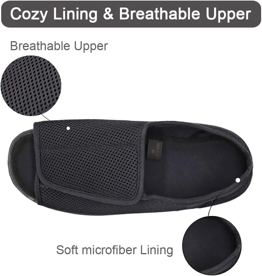 Men's Diabetic Shoes Swollen Feet Slippers Adjustable Strap Comfortable Orthopedic Wide Footwear Open Toe Sandals Easy On Off for Diabetic & Edema Elderly