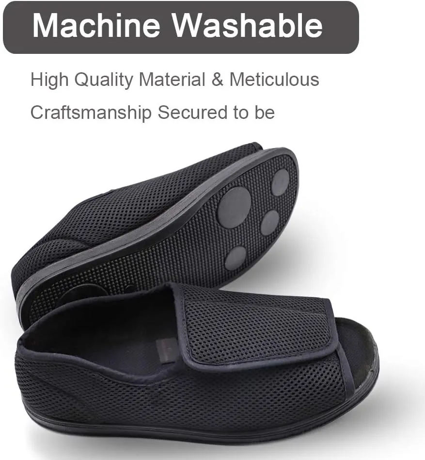 Men's Diabetic Shoes Swollen Feet Slippers Adjustable Strap Comfortable Orthopedic Wide Footwear Open Toe Sandals Easy On Off for Diabetic & Edema Elderly