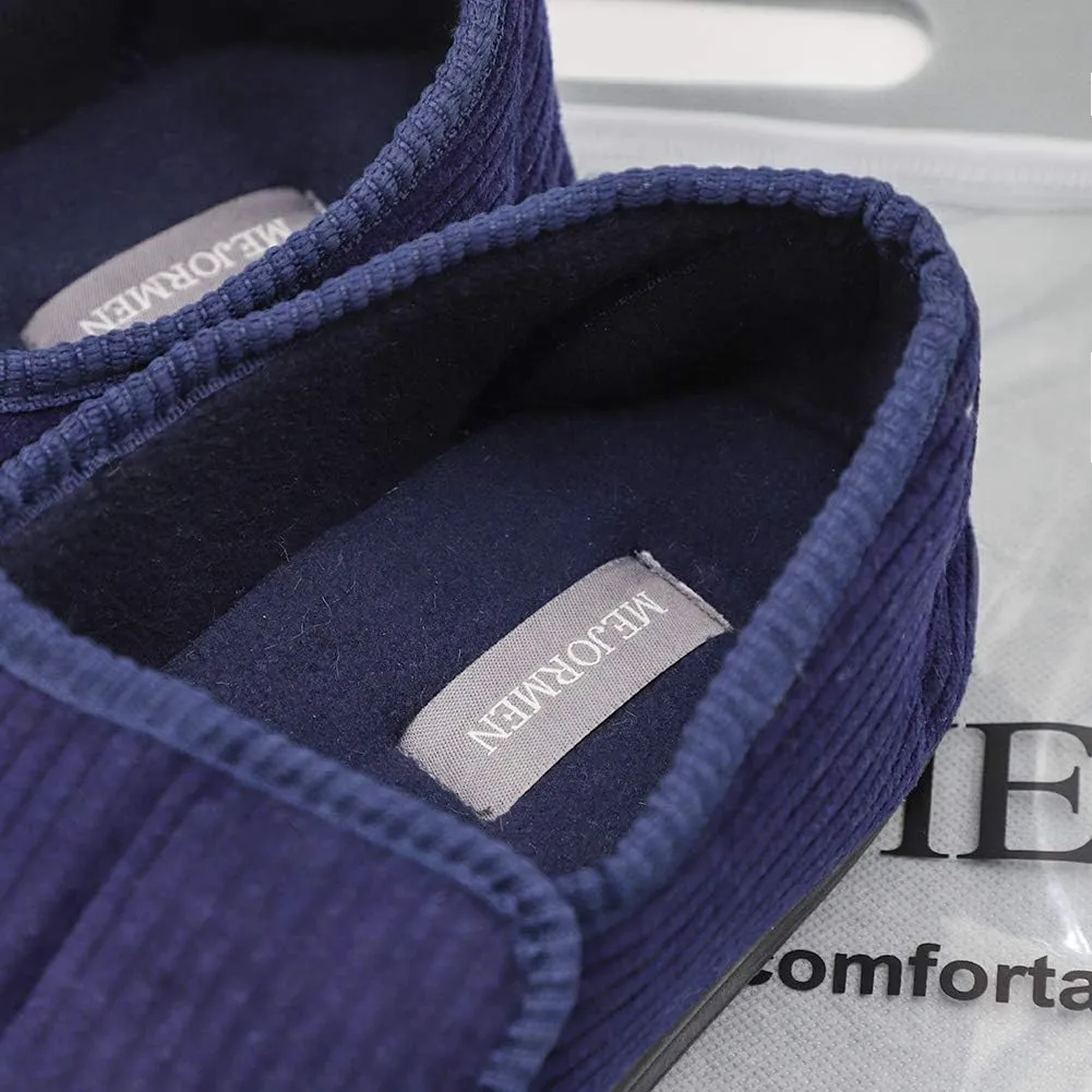 Men's Diabetic Slippers Adjustable House Shoes Warm Plush Fleece Comfortable Non-Skid Relief for Wide Swollen Feet, Elderly, Diabetes, Swelling, Edema, Arthritis
