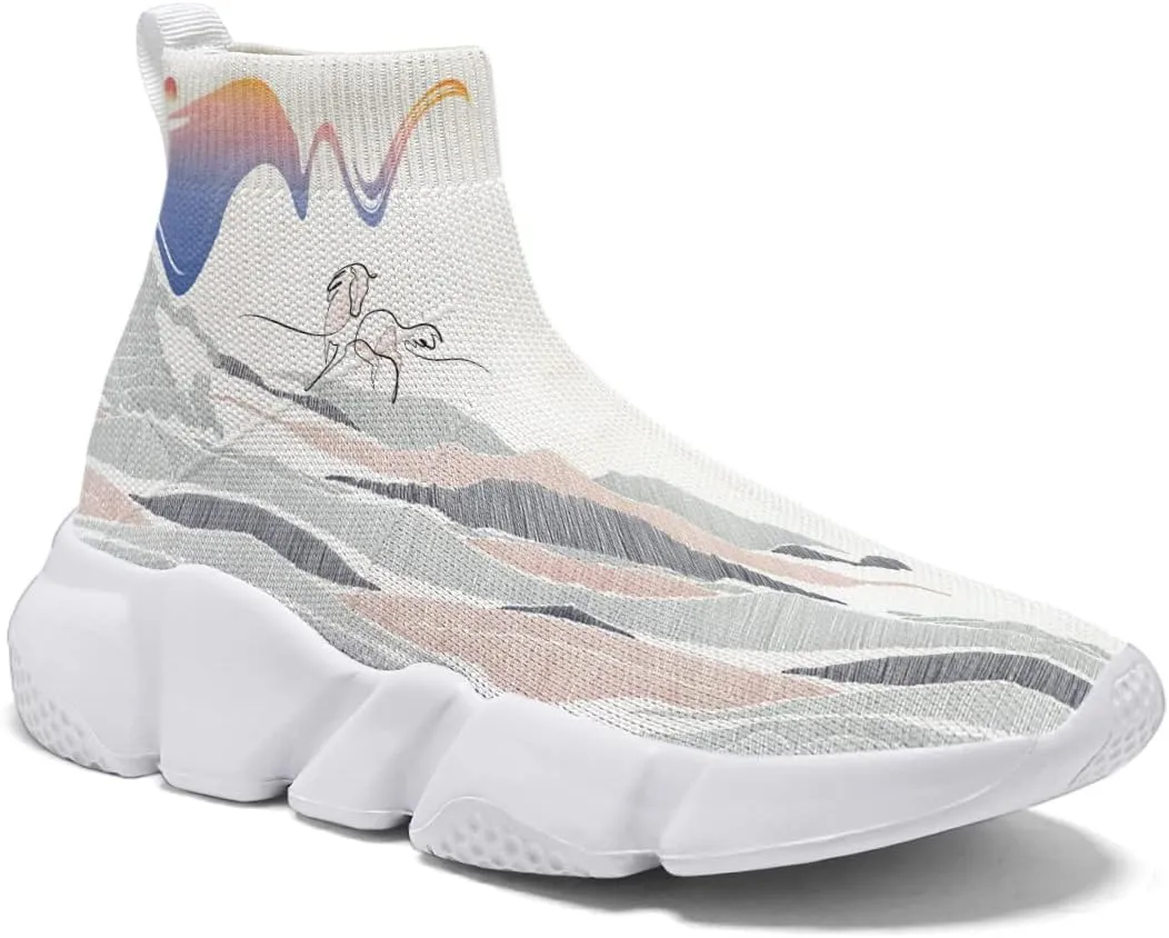 Men's Fashion Graffiti Shoes - Plus Size Tennis Trainers Abstract Art Sock Sneakers for Women