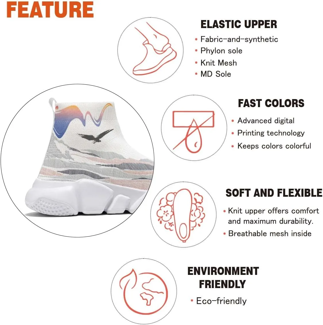 Men's Fashion Graffiti Shoes - Plus Size Tennis Trainers Abstract Art Sock Sneakers for Women