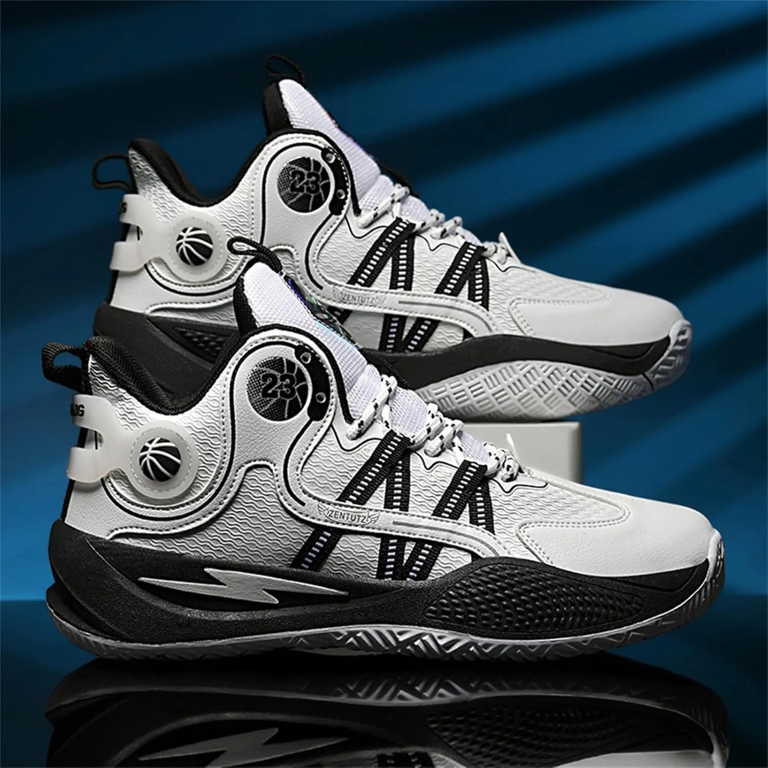 Mens High Top Basketball Shoes Streetball Breathable Non Slip Outdoor Sneakers Cushioning Workout Running Shoes for Fitness Tennis Shoes