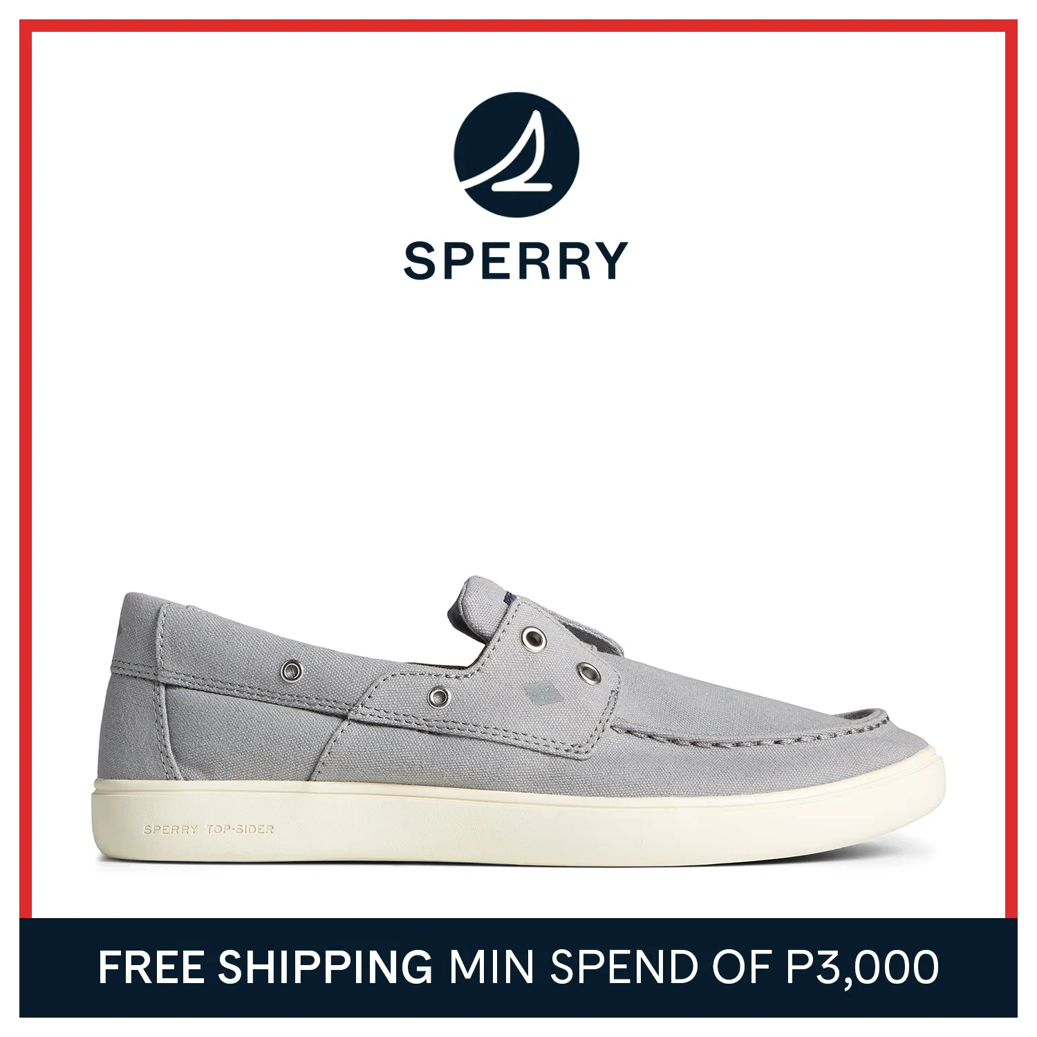 Men's Outer Banks 2-Eye Canvas Boat Shoe - Grey (STS23865)