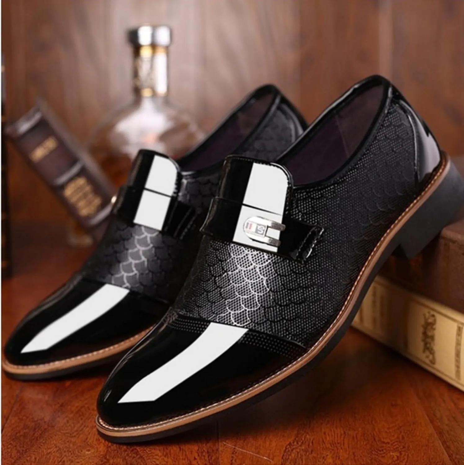 Men's Oxford Classic Dress Shoes Comfort Breathable Patchwork Modern Formal Business Men Shoes