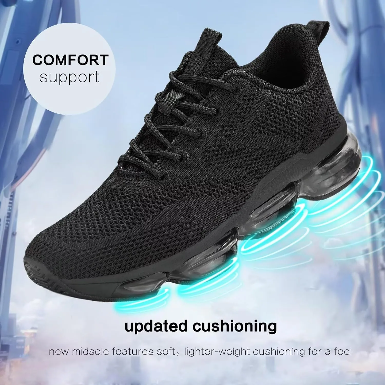 Mens Running Shoes Air Low Top Comfort Walking Lace Up Sneakers Breathable Fashion Tennis Sport Gym Fitness Cross Trainers