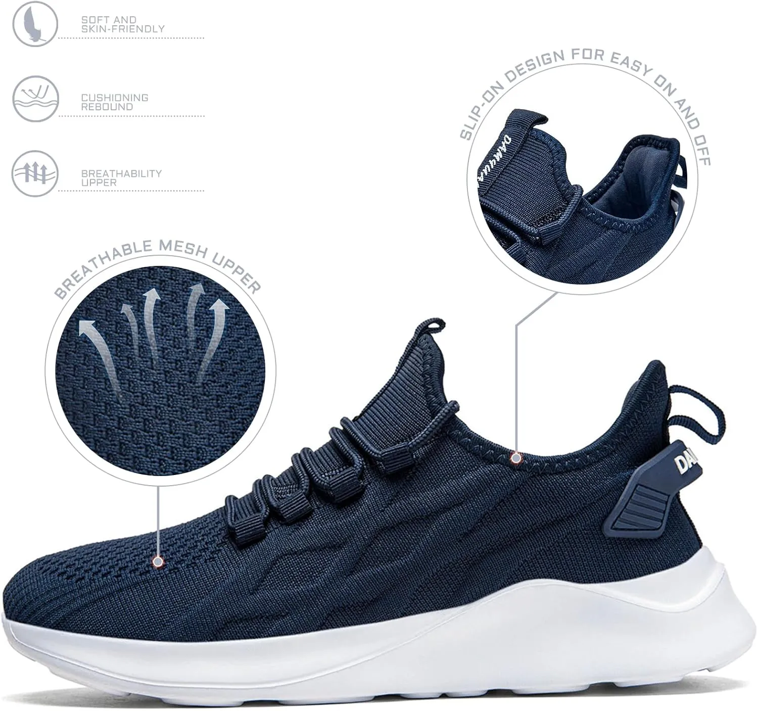 Mens Running Shoes Tennis Sneakers Walking Slip on Gym Workout Athletic Breathable Jogging Sport Casual Shoe