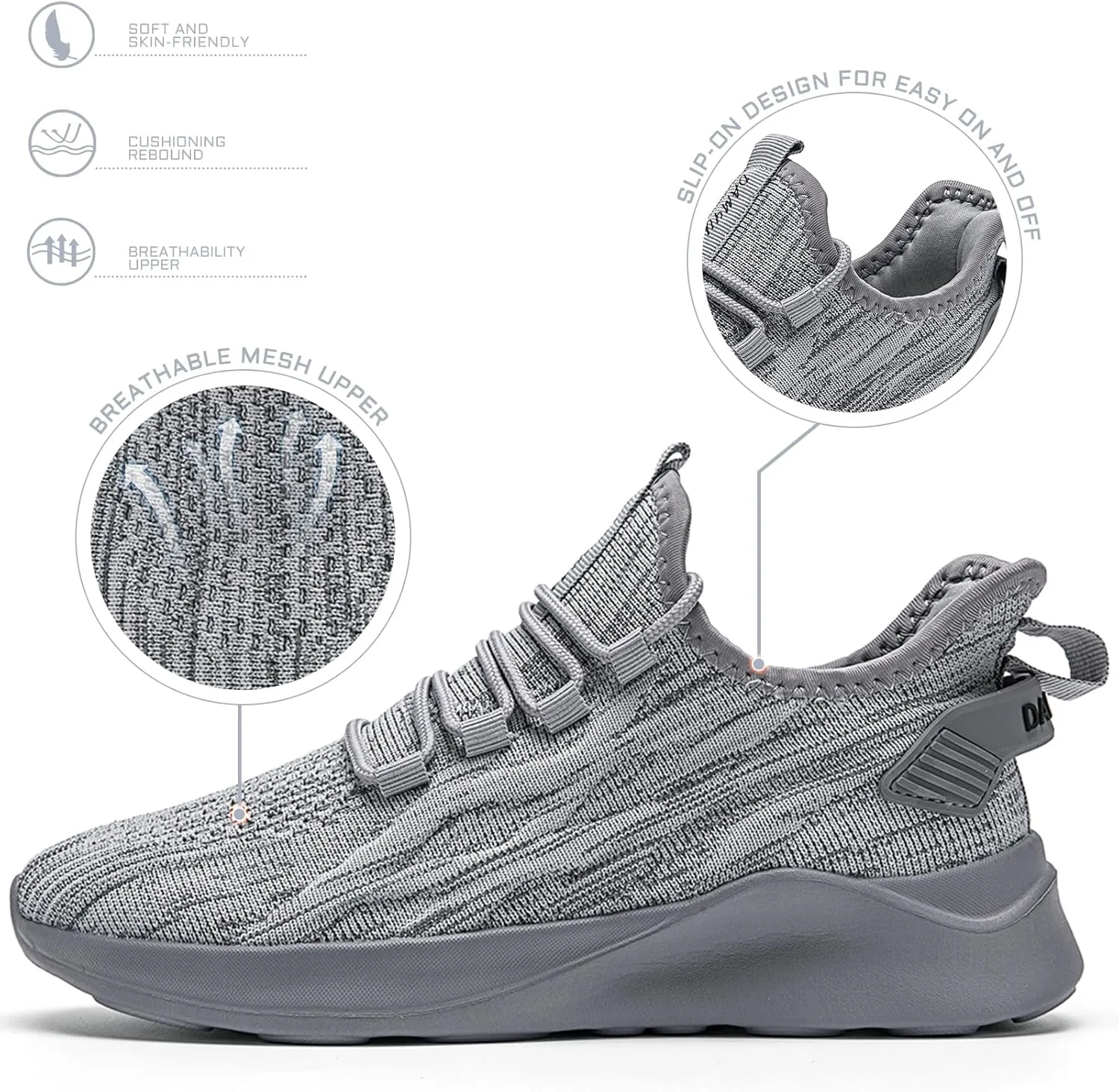 Mens Running Shoes Tennis Sneakers Walking Slip on Gym Workout Athletic Breathable Jogging Sport Casual Shoe