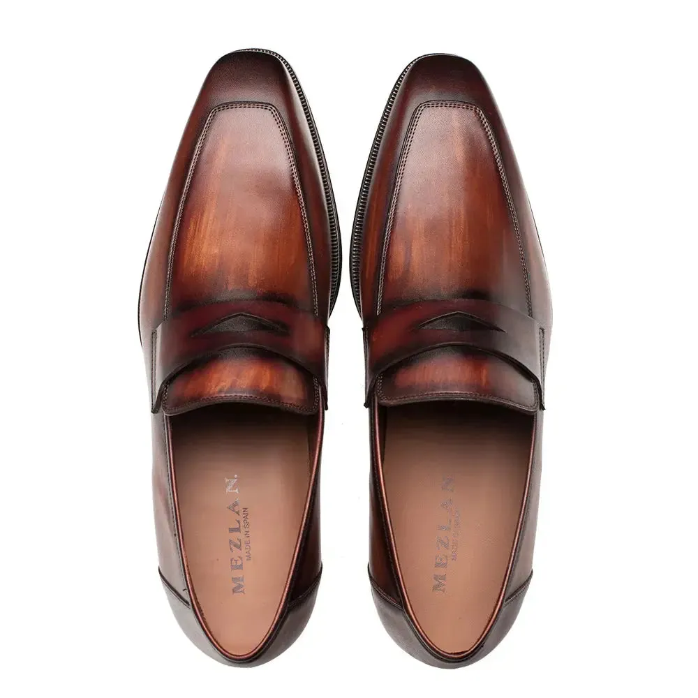 Mezlan Avenue 20910 Cognac/Rust Genuine Rubber Sole Penny Loafers