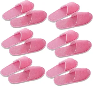 Mikinona Cotton Linen Hotel Slippers 6 Pairs Unisex One-off Slippers Anti-skid for Guest Party Motel