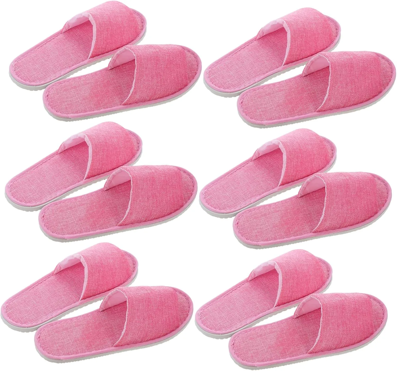 Mikinona Cotton Linen Hotel Slippers 6 Pairs Unisex One-off Slippers Anti-skid for Guest Party Motel