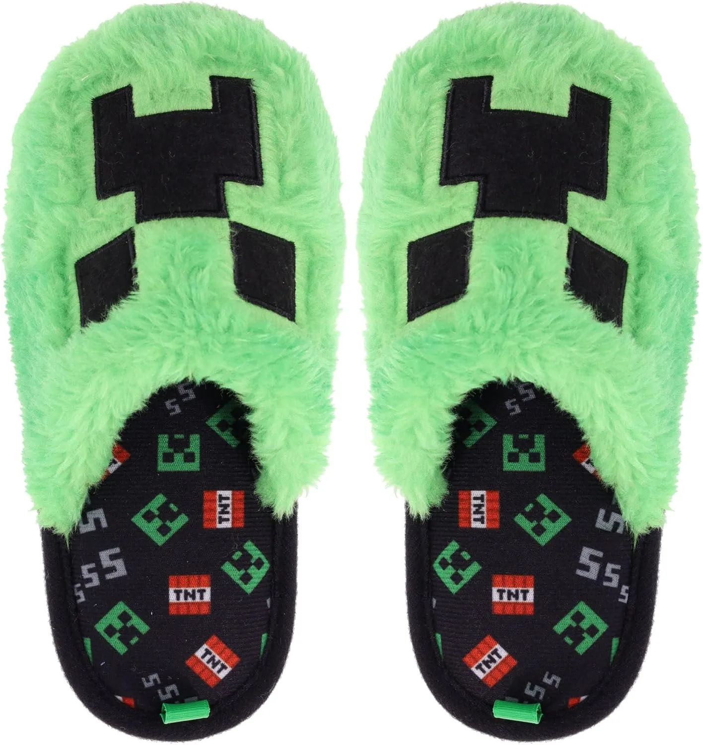 Minecraft Men's/Women's Unisex Slipper Novelty Plush Scuff Creeper Green Men's Women's 11-12 9-10