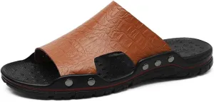 MizHome Men's Open Toe Beach Slides Sandals Indoor Outdoor Casual Slippers for Summer