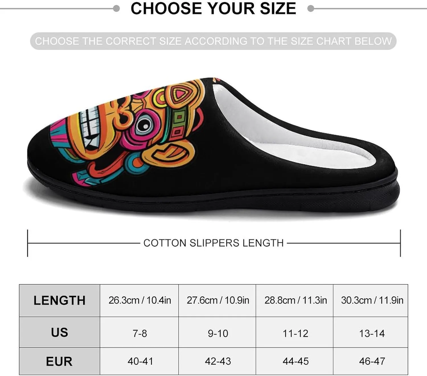 Monkey with Tribal Art Men's Cotton Slipper House Warm Shoes Adult Slip On Soft Memory Foam for Indoor Outdoor