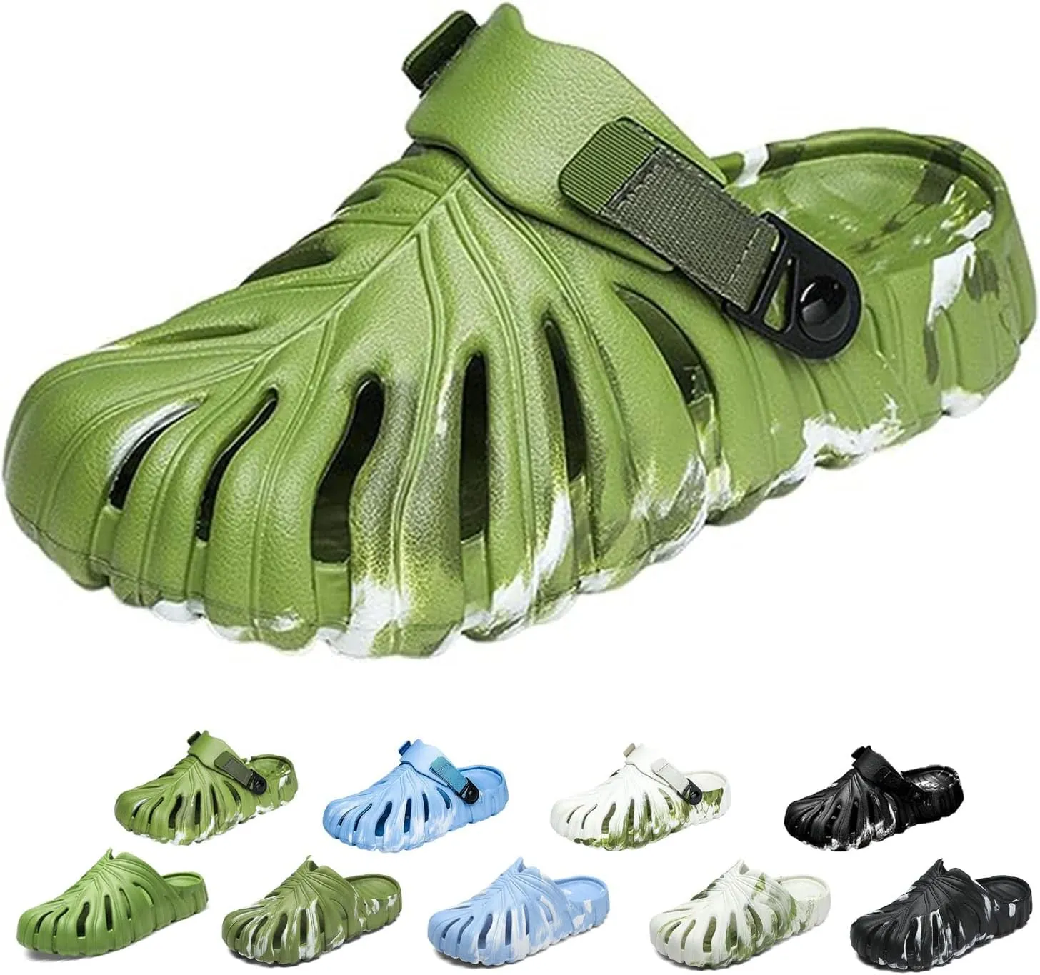 Monstera Slippers, Monstera Leaf Slides, Monstera EVA Thick Sole Pillow Slippers, Non Slip Quick Drying Breathable Beach Monstera Slides for Women Men