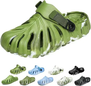 Monstera Slippers, Monstera Leaf Slides, Monstera EVA Thick Sole Pillow Slippers, Non Slip Quick Drying Breathable Beach Monstera Slides for Women Men