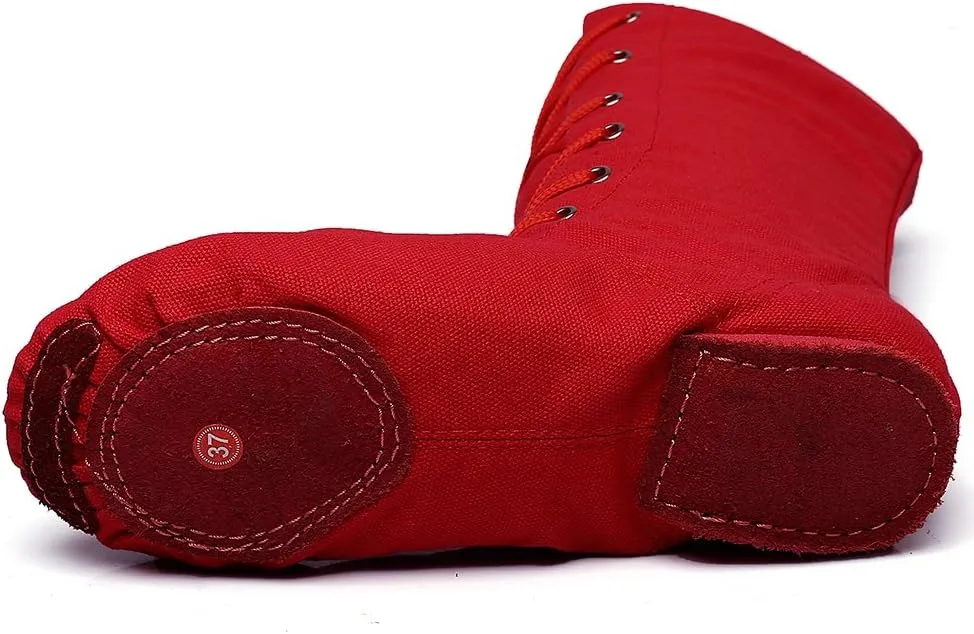MSMAX Dancing Sneakers High Top Canvas Jazz Boots for Youth Women