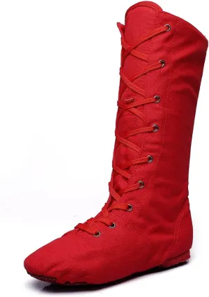 MSMAX Dancing Sneakers High Top Canvas Jazz Boots for Youth Women