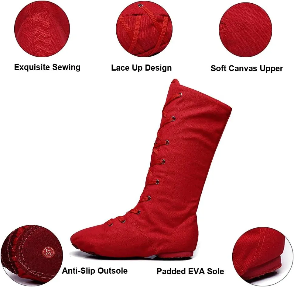 MSMAX Dancing Sneakers High Top Canvas Jazz Boots for Youth Women