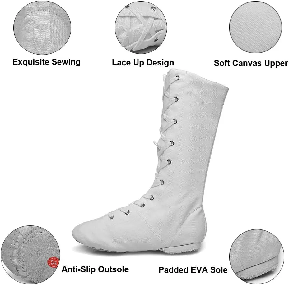 MSMAX Dancing Sneakers High Top Canvas Jazz Boots for Youth Women