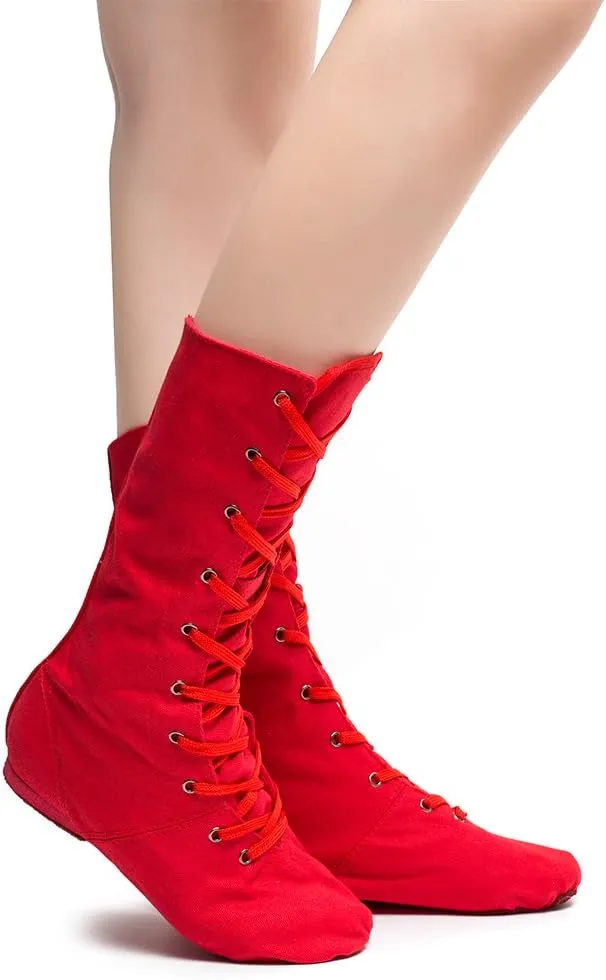 MSMAX Dancing Sneakers High Top Canvas Jazz Boots for Youth Women