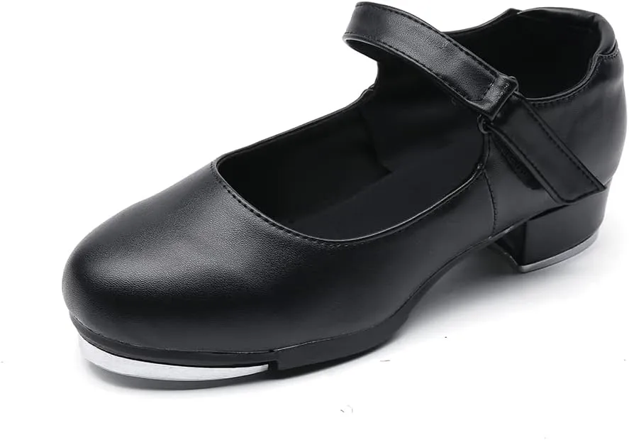 MSMAX Women's Jazz Tap Shoe Girls Mary Jane Tap Dance Flats