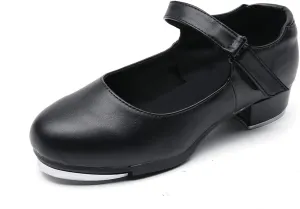 MSMAX Women's Jazz Tap Shoe Girls Mary Jane Tap Dance Flats