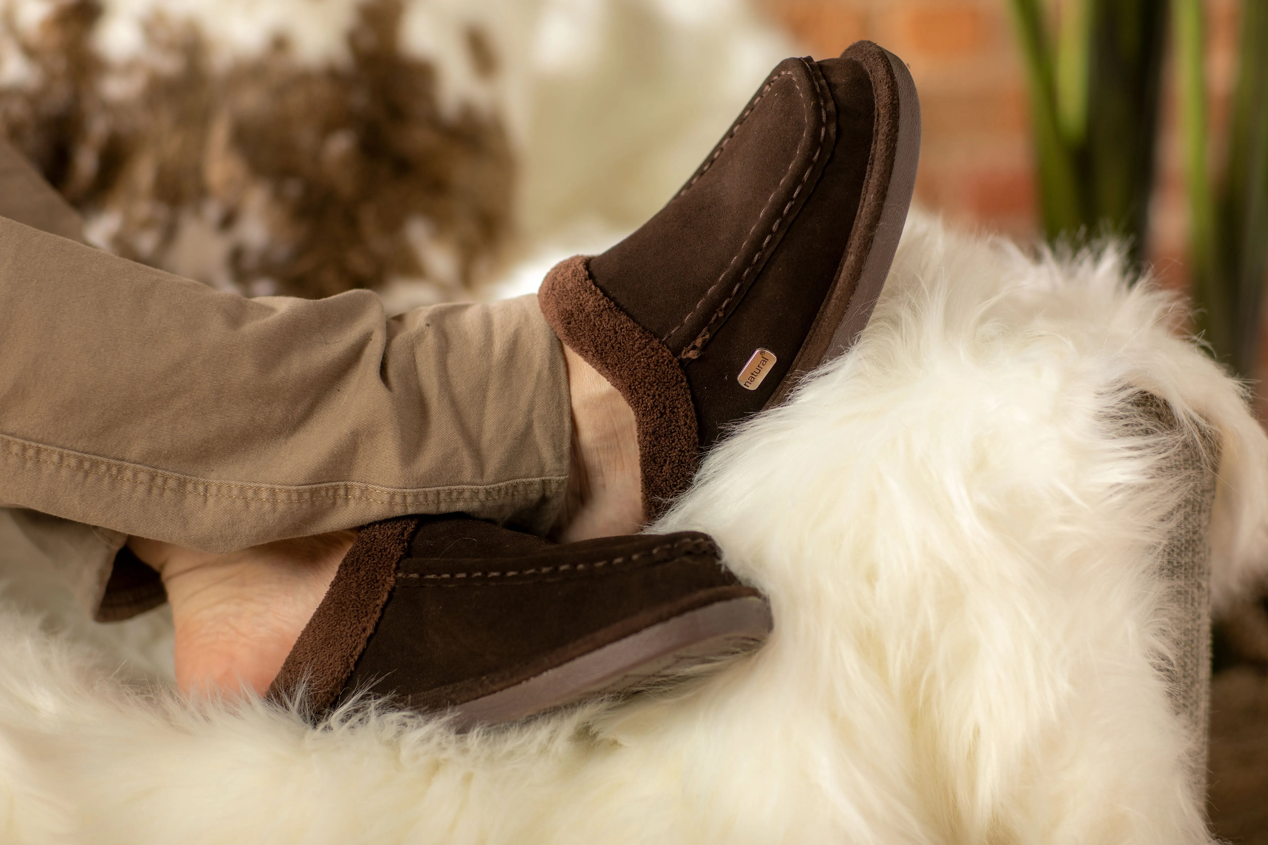 Natural Oliver Suede Men Slippers | Brown