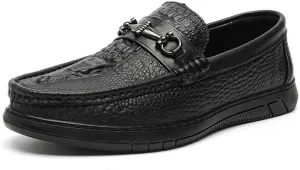 New Men's Loafers Round Toe Moccasins Faux Crocodile Print PU Leather Comfortable Flexible Slip Resistant Walking Party Slip-ons