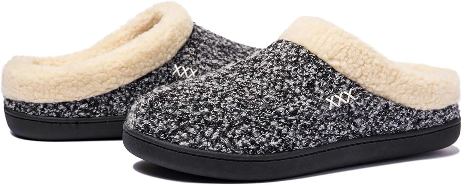 NewDenBer Men's Cozy Memory Foam Slippers Soft Slip on Indoor Outdoor Clog House Shoes