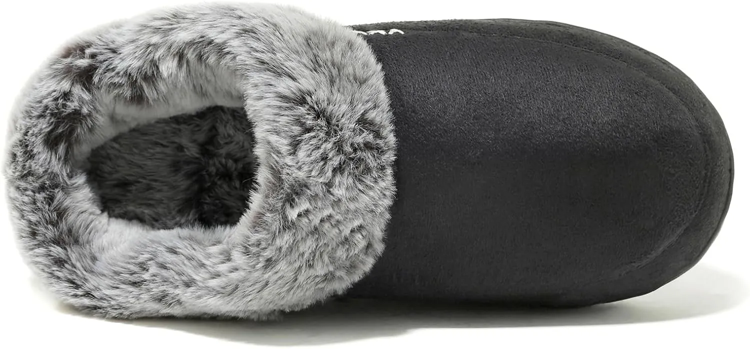 NewDenBer Women's Cozy Memory Foam Slippers Suede Plush Faux Fur Lined Slip on Indoor Outdoor House Shoes