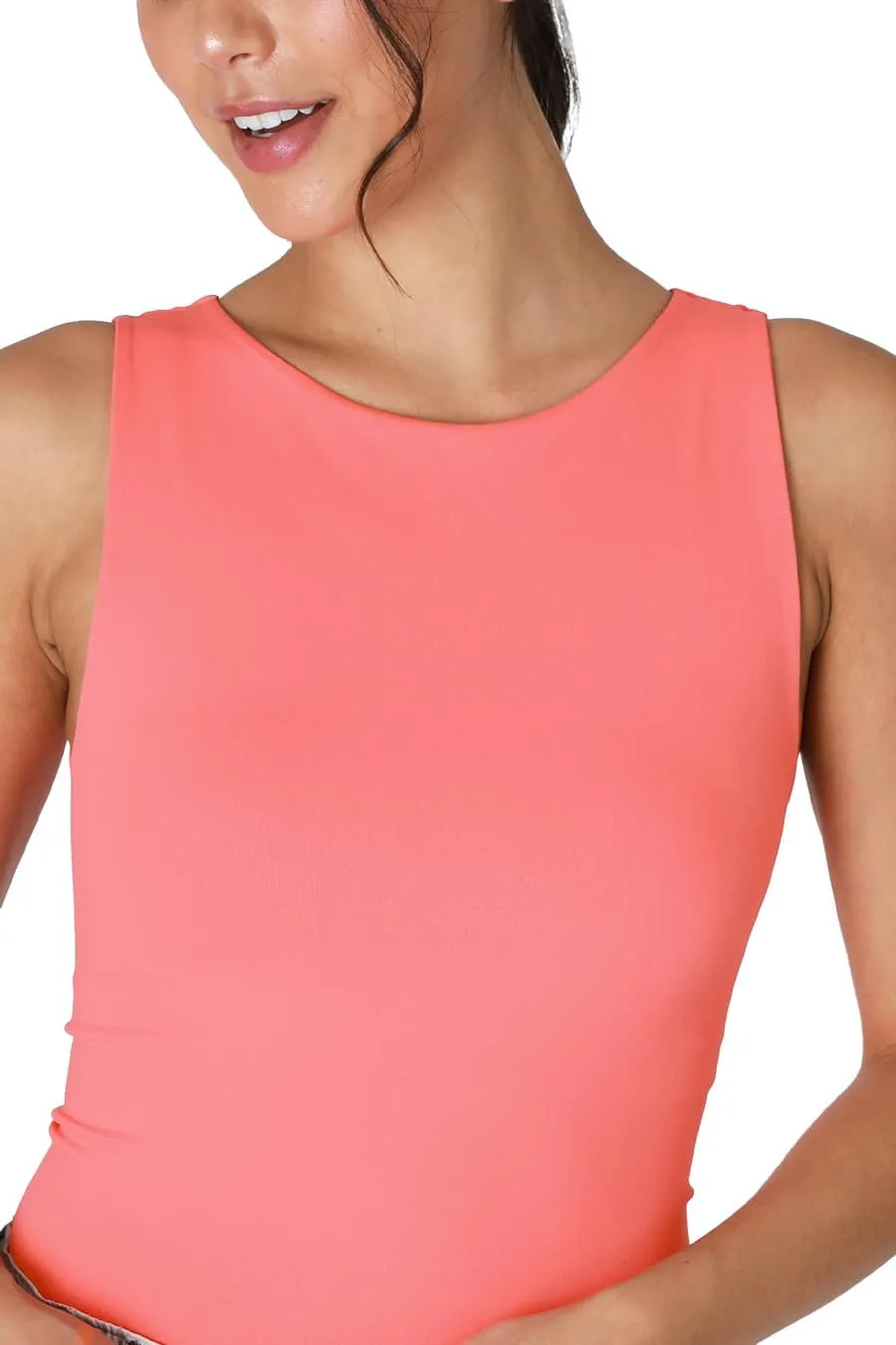 NIKIBIKI Women Seamless Clean Line Boat Neck Tank Top, Made in U.S.A, One Size