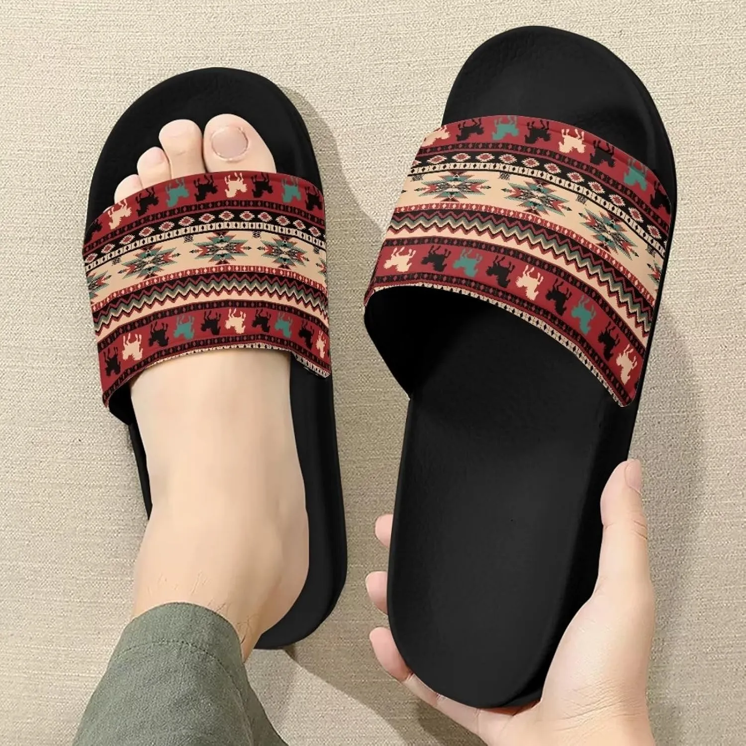 Non Slip Slide Sandals for Women Men, Open Toe House Comfy Flat Slides Slipper for Bathroom Beach
