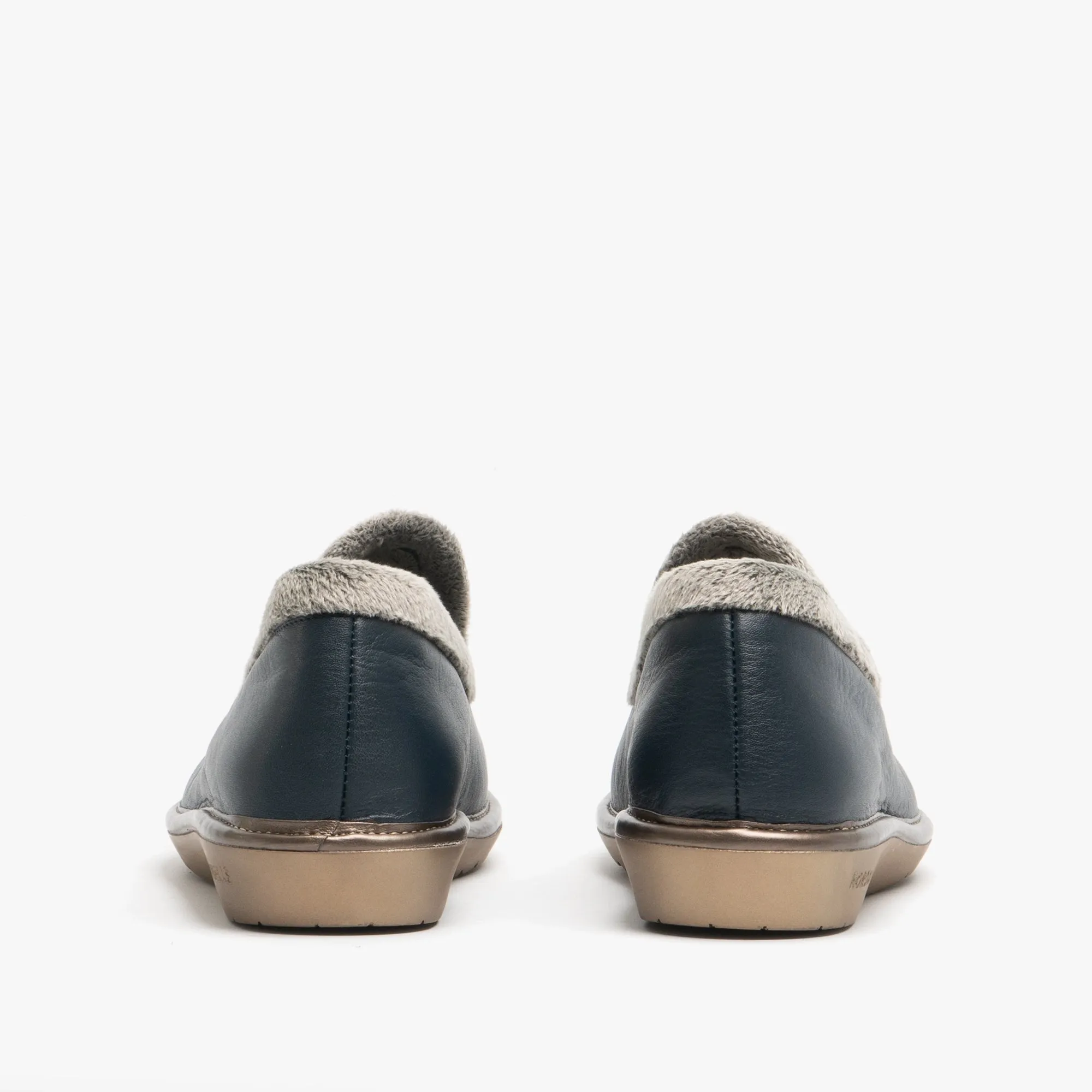 Nordikas 305 (DUBLIN) Womens Leather Full Slippers Marine Blue