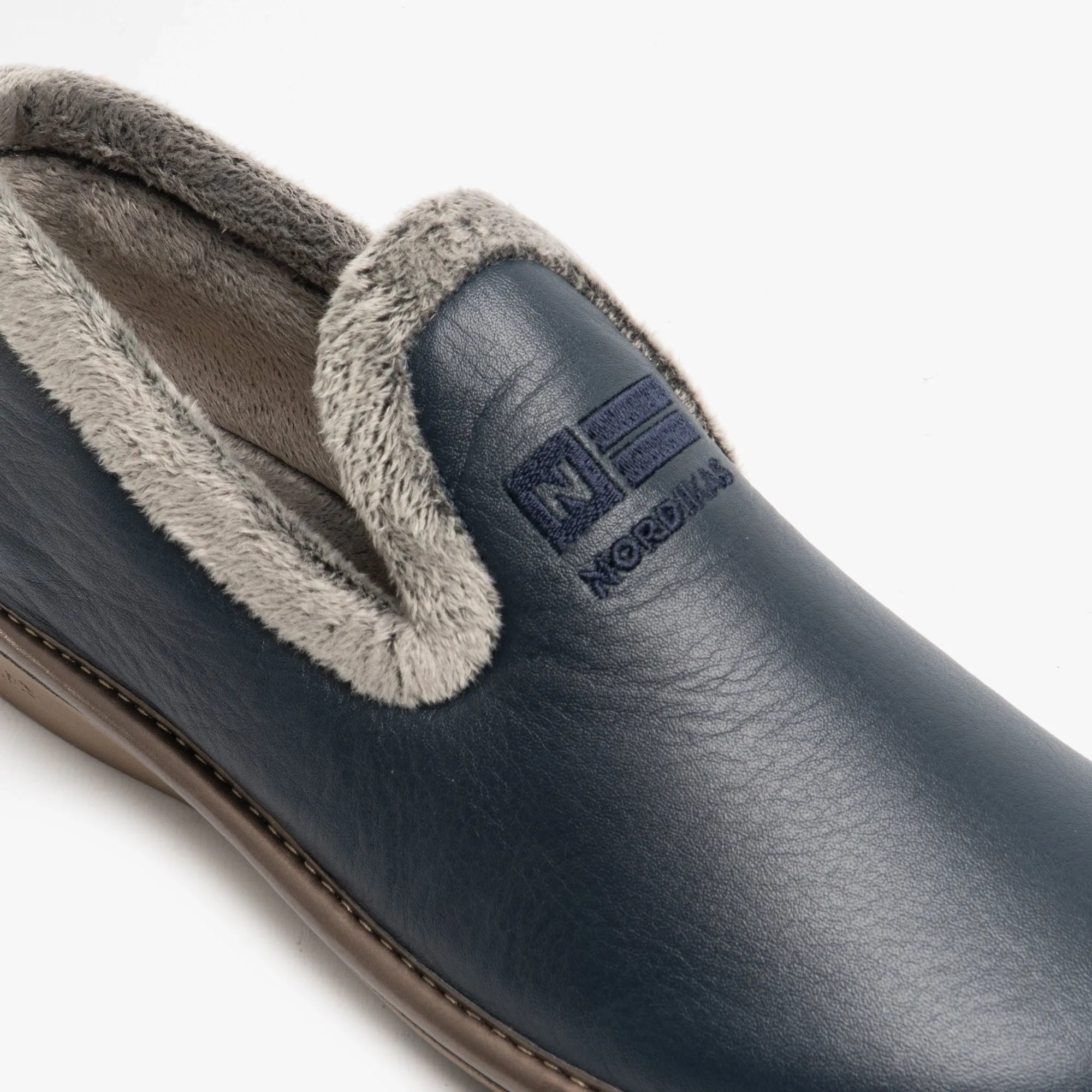 Nordikas 305 (DUBLIN) Womens Leather Full Slippers Marine Blue
