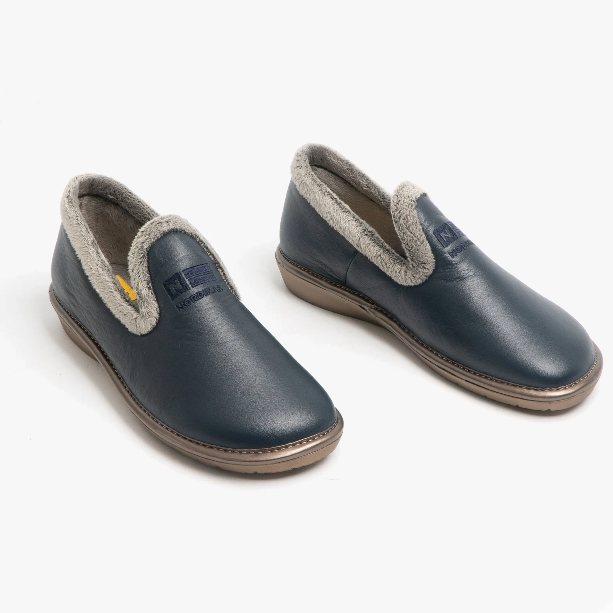 Nordikas 305 (DUBLIN) Womens Leather Full Slippers Marine Blue