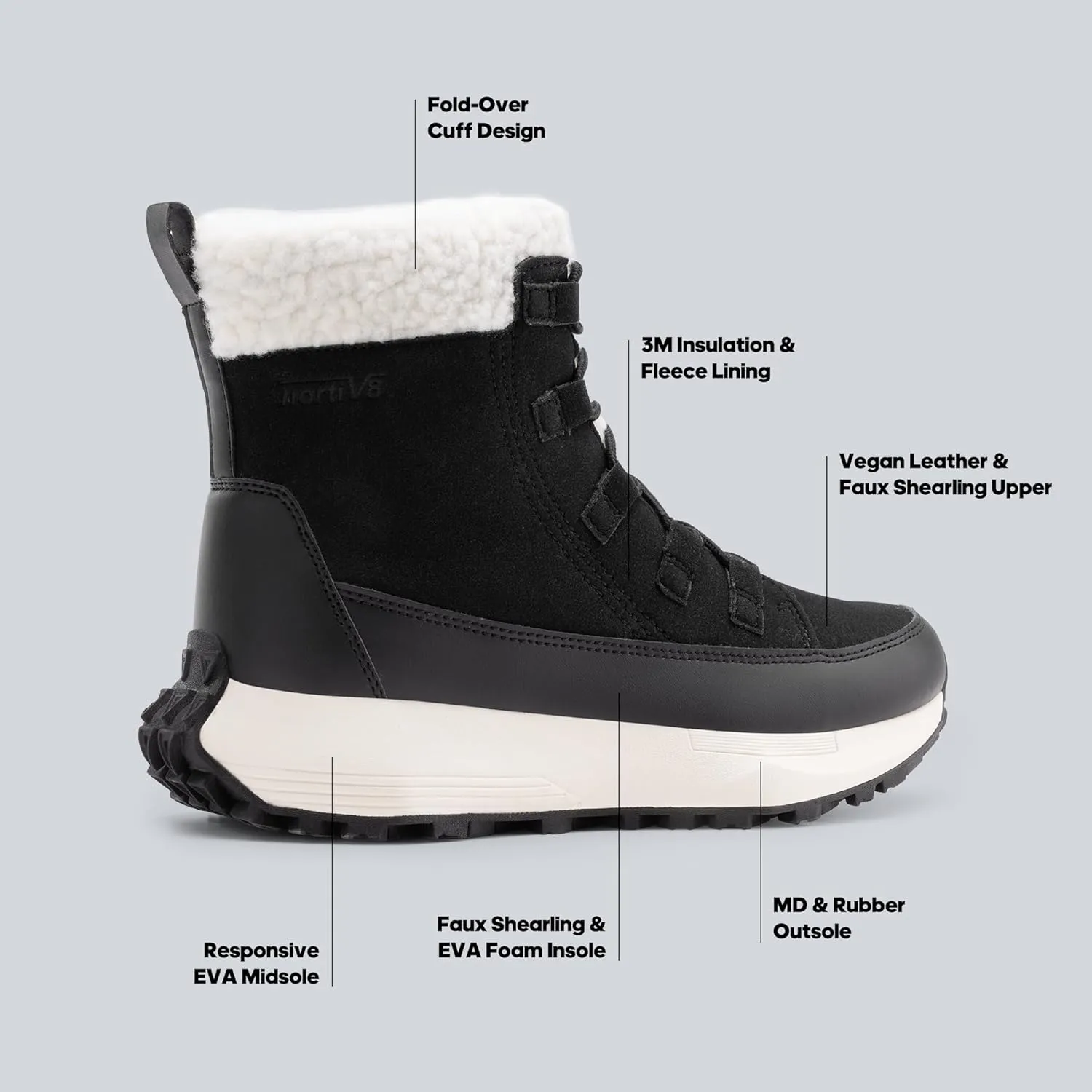 NORTIV 8 Women's Winter Boots Ankle Waterproof Lightweight Snow Sneaker Boots