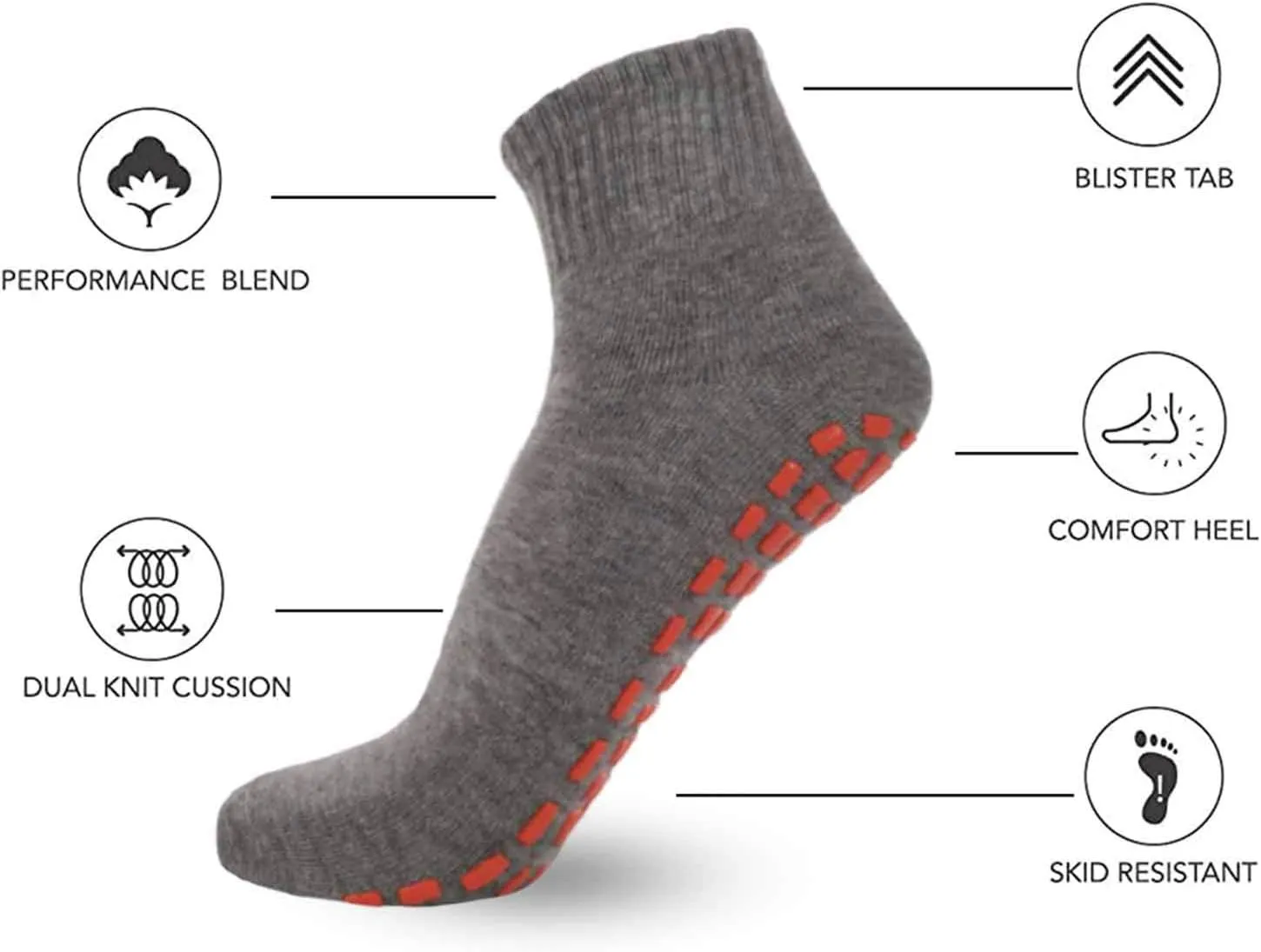 NOVAYARD 5 Pairs Non Slip Socks Non Skid Sticky Grippy Yoga Pilates Hospital Sock Men Women