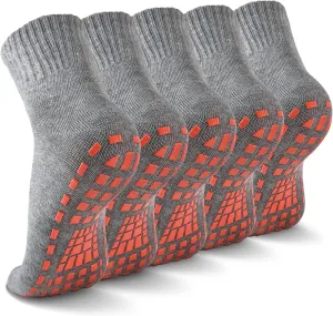 NOVAYARD 5 Pairs Non Slip Socks Non Skid Sticky Grippy Yoga Pilates Hospital Sock Men Women