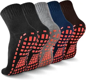 NOVAYARD 5 Pairs Non Slip Socks Non Skid Sticky Grippy Yoga Pilates Hospital Sock Men Women