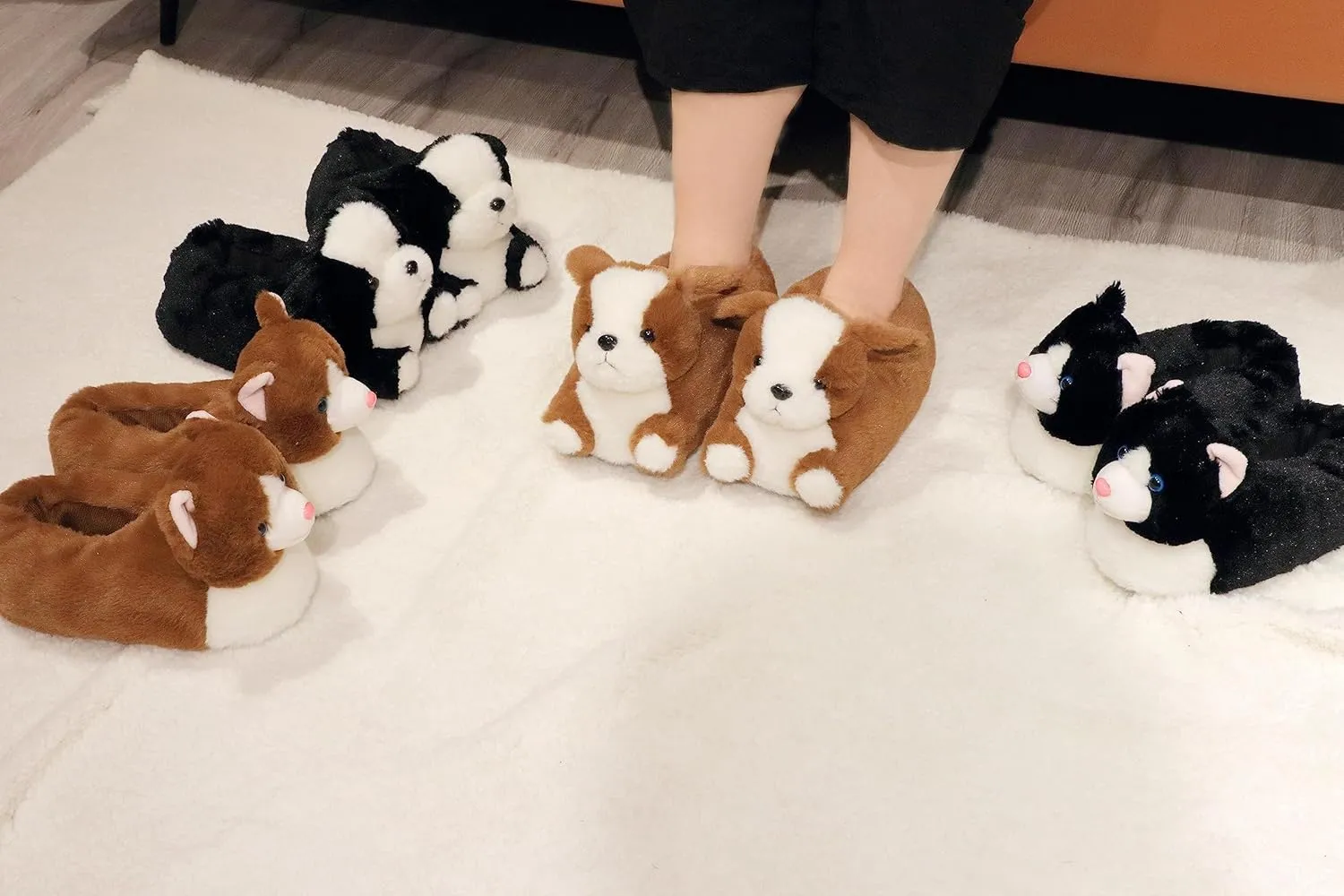 Novelty Women Animal Slippers Cute Soft Plush House Shoes Fluffy Warm Slippers Cartoon Gifts for Birthday Christmas