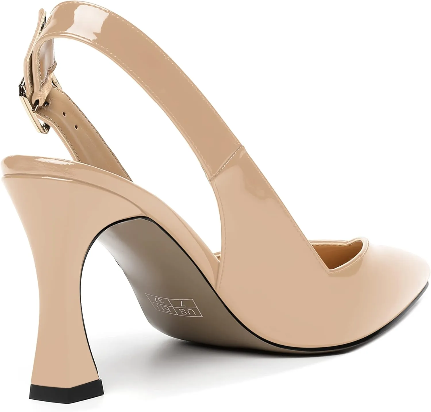 NUMALEO Womens Bridal Ankle Strap Pointed Toe Patent Buckle Fashion Spool High Heel Pumps Shoes 3.3 Inch