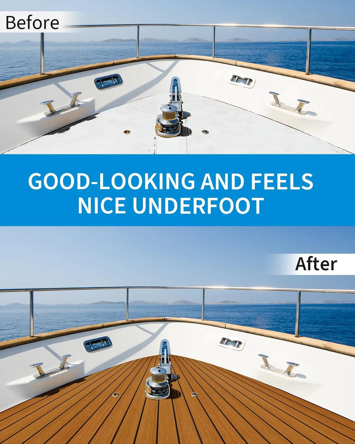 OCEANBROAD Boat Flooring EVA Foam Self-Adhesive 96''x45.6''/36''/28.8''/16.8'' Faux Teak Marine Boat Decking Sheet for Jon Boats Yacht Floor