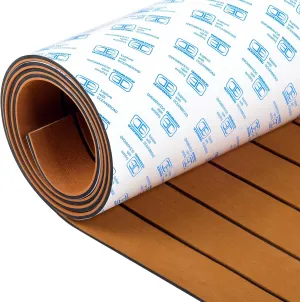 OCEANBROAD Boat Flooring EVA Foam Self-Adhesive 96''x45.6''/36''/28.8''/16.8'' Faux Teak Marine Boat Decking Sheet for Jon Boats Yacht Floor