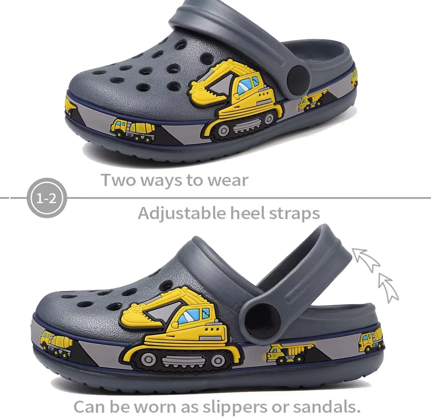 OHSNMAKSL Toddler Clog Slippers Garden Sandals Slip On Water Shoes Sneakers Cartoon Slides for Boys and Girls Children Beach Pool Shower